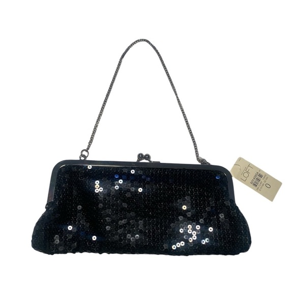 Ann Taylor LOFT Black Sequin
Clutch Bag Purse Evening Cocktail 10.5"X4.5" NWT - Picture 1 of 5